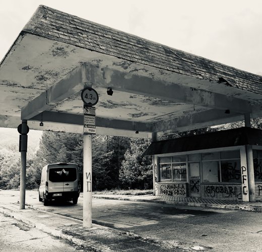 Old abandoned gas station in Bosnia and Herzegovina